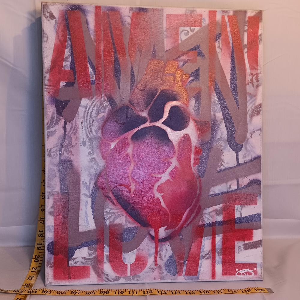 Abstract Heart Canvas Art in Red and Purple